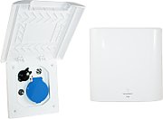 Priză de exterior 230 V , 12 V , Satelit - culoare alb